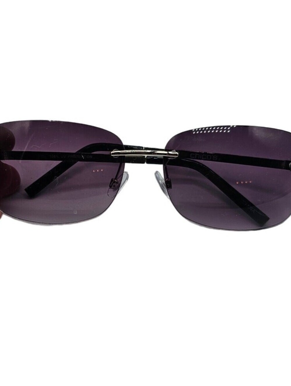 Chicos Womens Purple Lens Sunglasses Rhinestone Detail Frameless